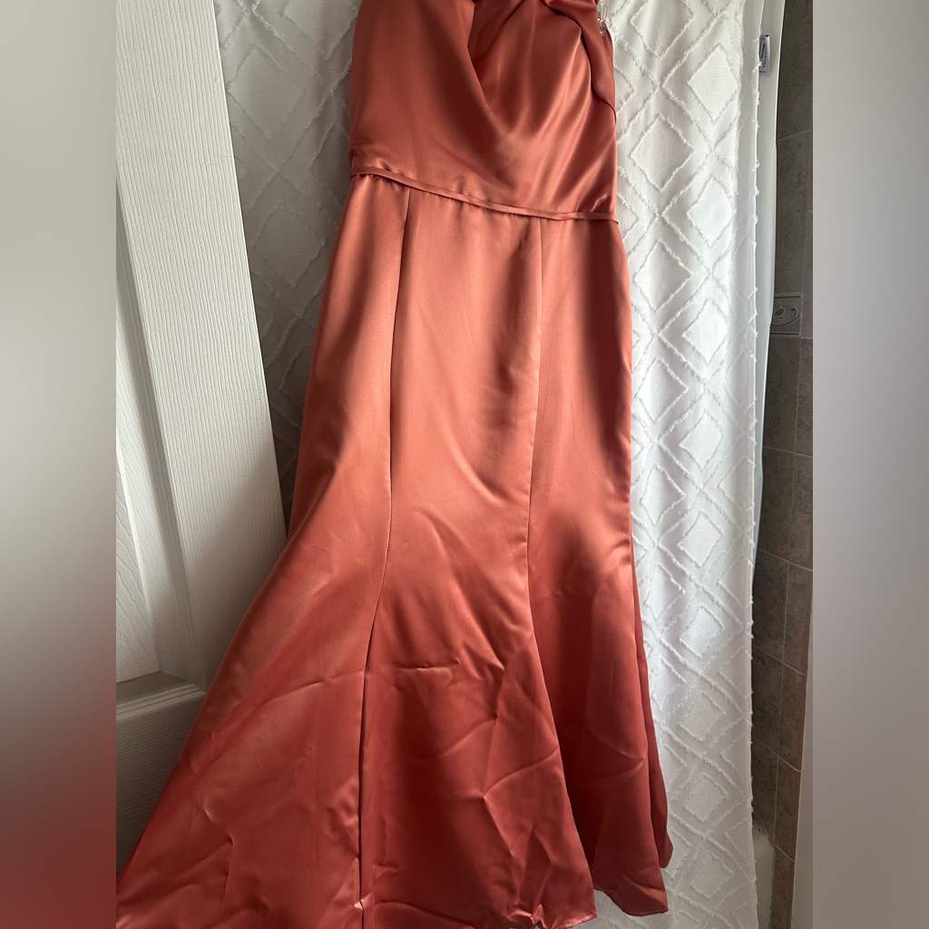 Terracotta Burnt Orange, One Shoulder Bridesmaids Dress